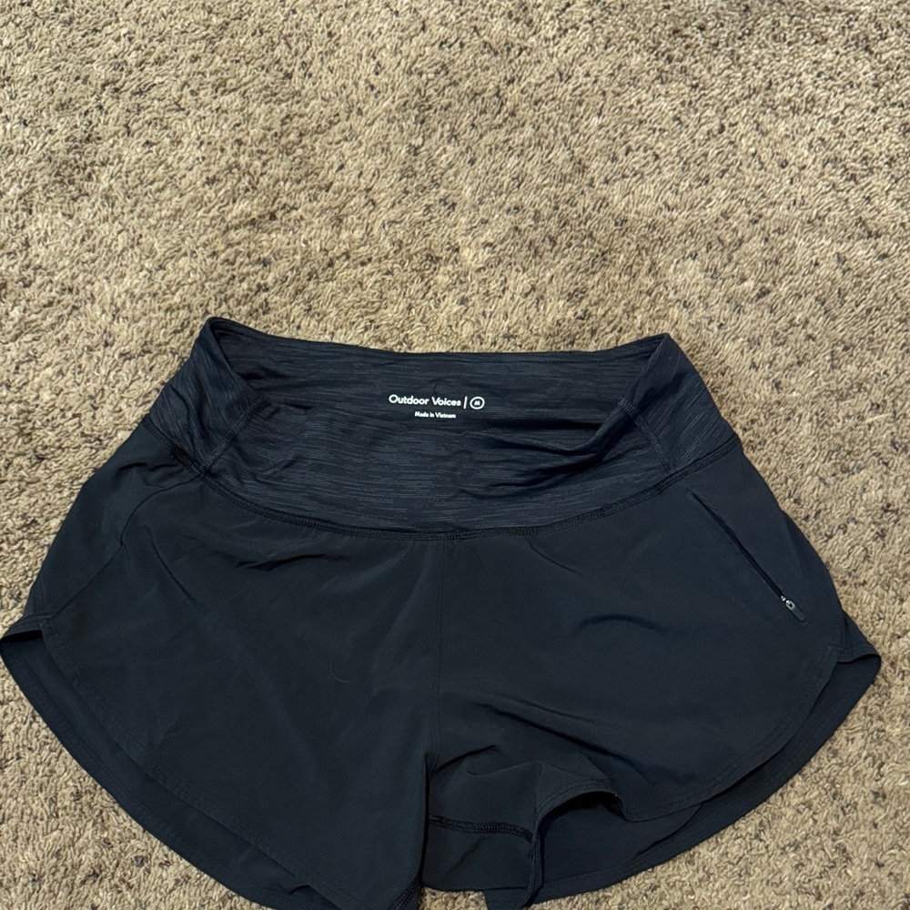 Outdoor Voices Black Athletic Running Shorts with High Waistband